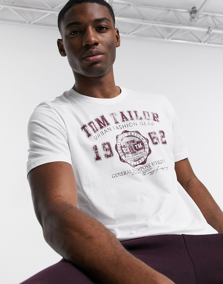 Tom Tailor - T-shirt con logo-Bianco