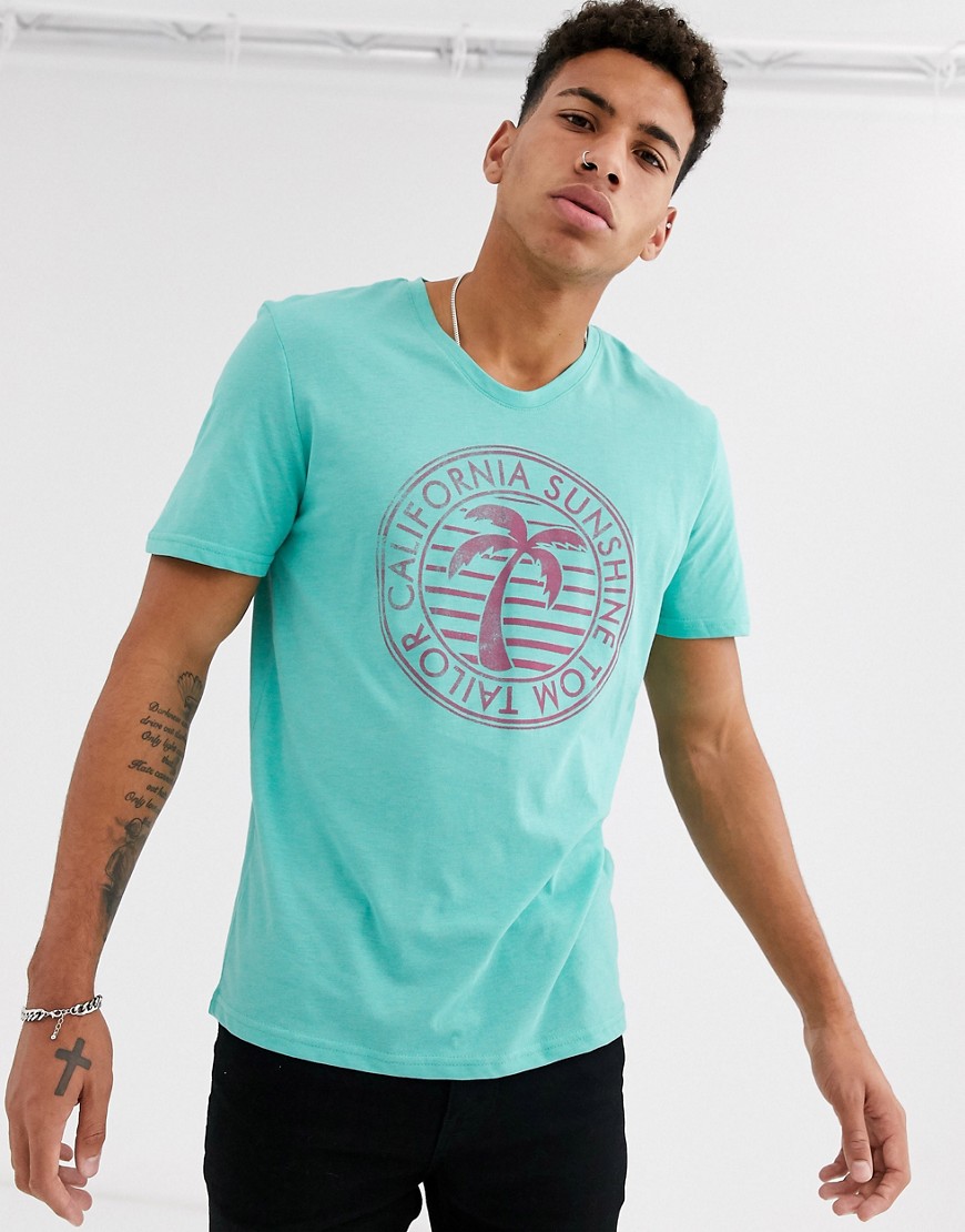 Tom Tailor - T-shirt con stampa tropicale-Blu