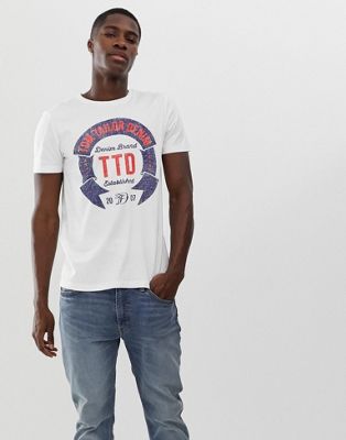 Tom Tailor T-shirt med brand print i hvid
