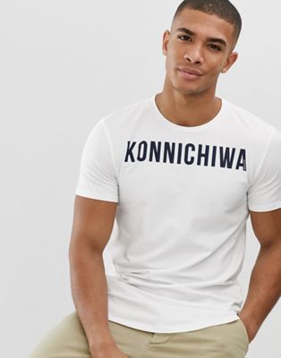 Tom Tailor – T-shirt med Konnichiwa-tryck-Vit