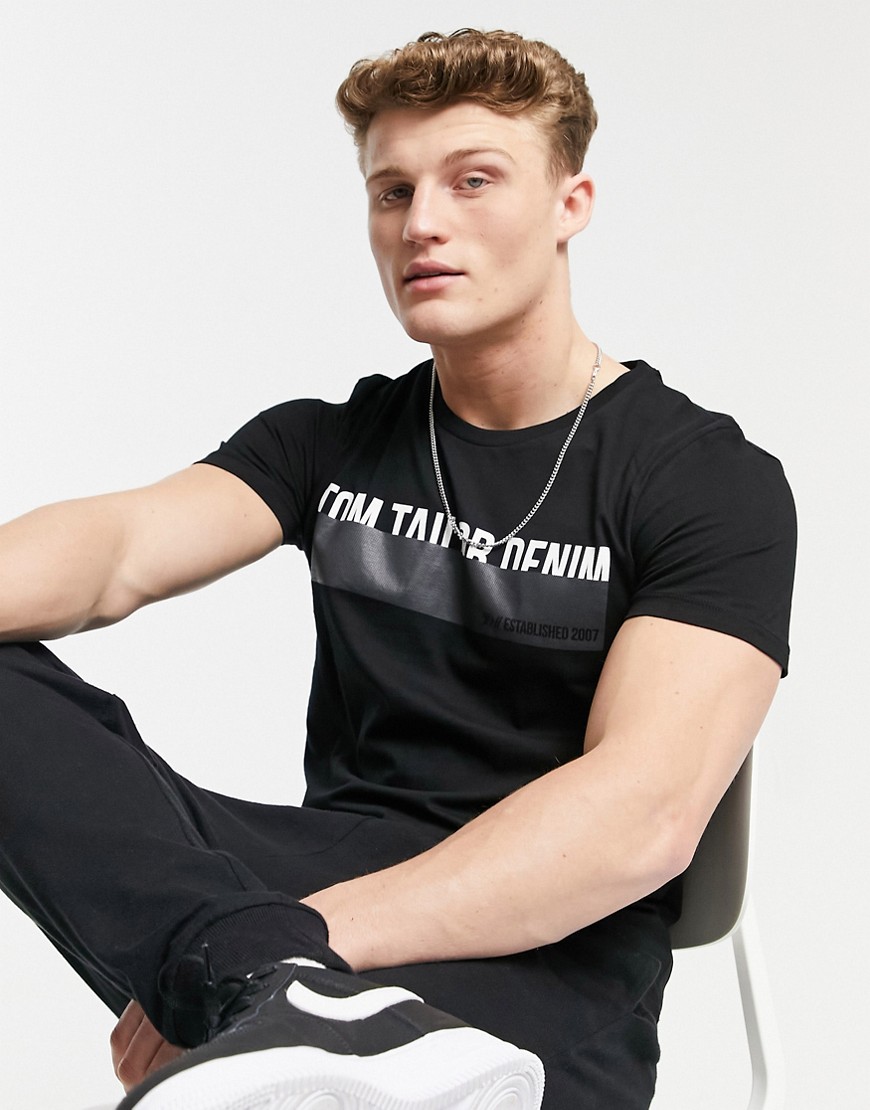 Tom Tailor - T-shirt met logoprint in zwart