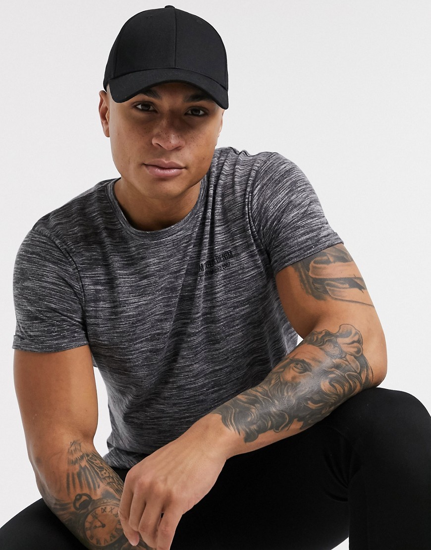 Tom Tailor t-shirt with chest print in black marl