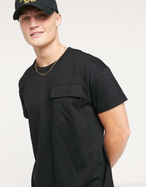 Download Tom Tailor t-shirt with pocket in black | Copperlan