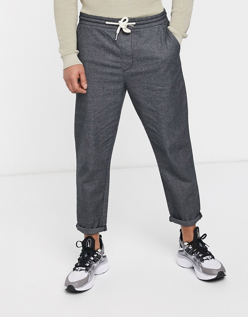 Tom Tailor trousers with elasticated waist in check-Grey