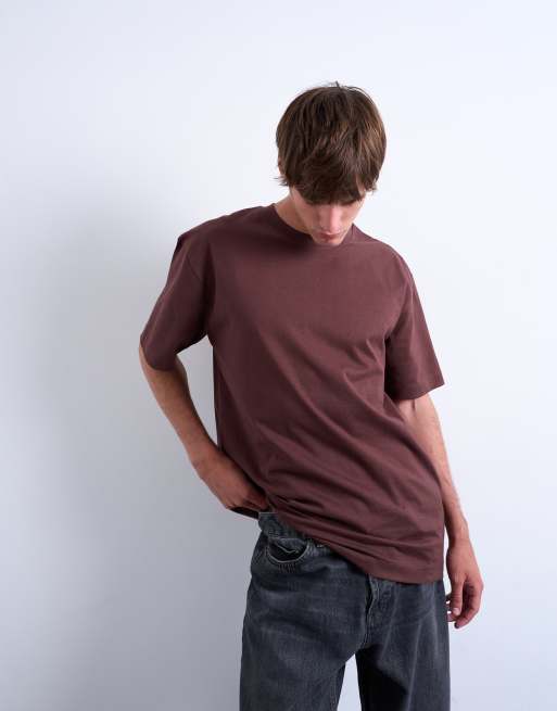 Toman relaxed fit t-shirt in brown, 3 of 5