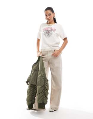 Tommy Jeans Tomme Jeans Tiger Varsity Oversized T-shirt In Neutral