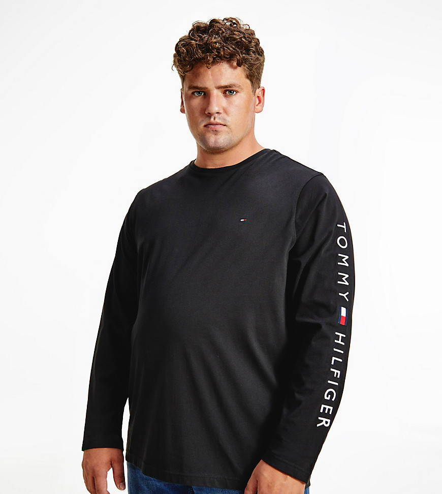 Tommy Big & Tall icon logo long sleeve top in black