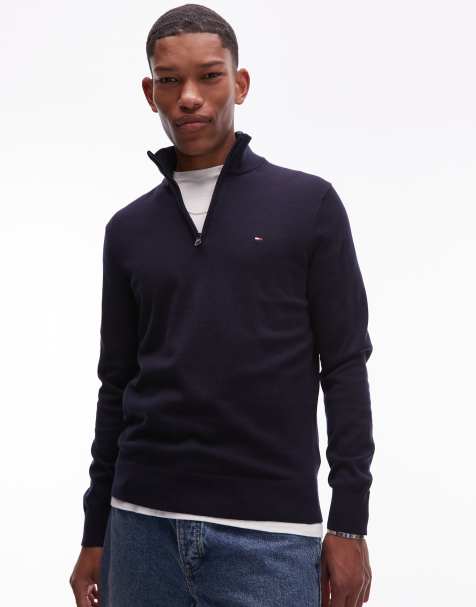 Tommy Hilfiger 1/4 zip sweater in navy - view 1