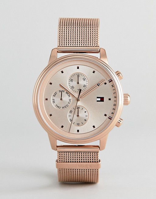 Tommy Hilfiger 1781907 chronograph mesh watch in rose gold 38mm
