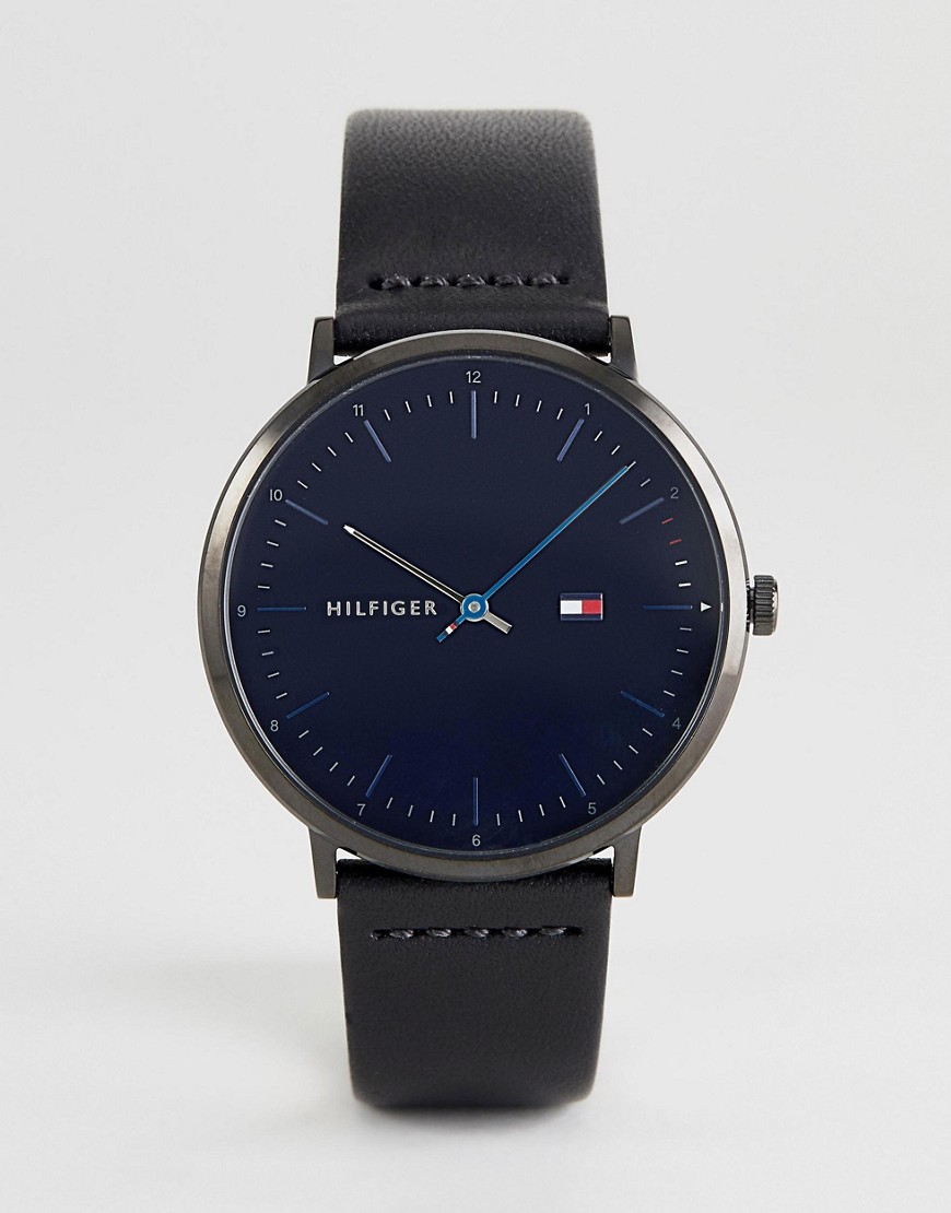 Tommy Hilfiger 1791462 Leather Watch In Black 40mm