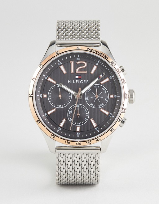 Tommy Hilfiger 1791466 chronograph mesh watch in silver 46mm