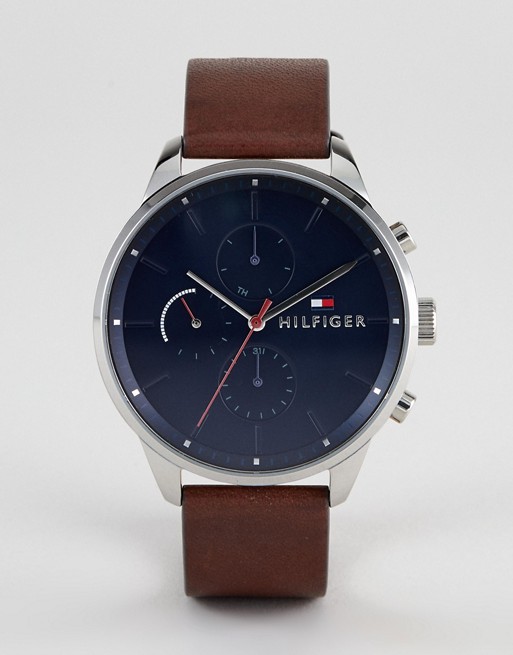 Tommy Hilfiger 1791487 chronograph leather watch in brown 44mm