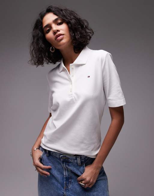 Tommy Hilfiger – 1985 Collection – Regulär geschnittenes Polohemd in Weiß