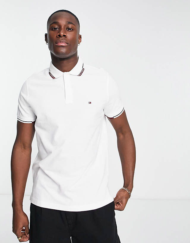 Tommy Hilfiger - 1985 contrast collar regular fit polo shirt in white