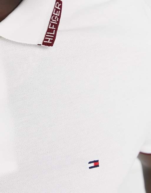 Tommy Hilfiger 1985 contrast collar regular fit polo shirt in white, 3 of 4