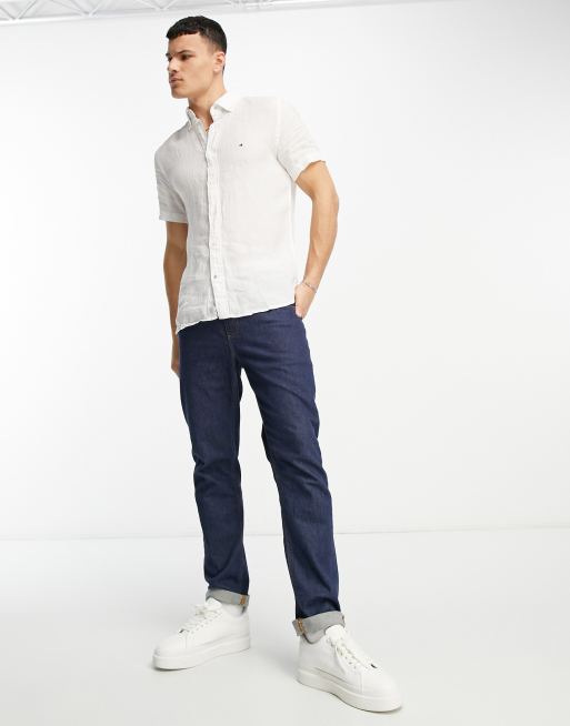 Tommy Hilfiger 1985 flag logo slim fit shirt in white , 2 of 4