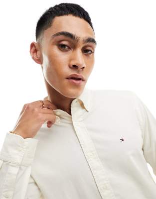 Tommy Hilfiger 1985 flex oxford regular fit shirt in cream - ASOS Price Checker