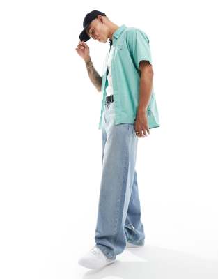 Tommy Hilfiger Tommy Hilfiger 1985 flex oxford regular fit short sleeve shirt in green