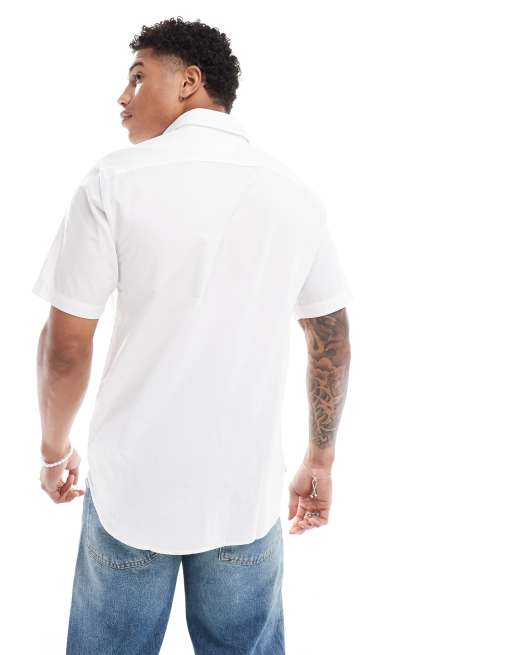Tommy Hilfiger 1985 flex oxford regular fit short sleeve shirt in 