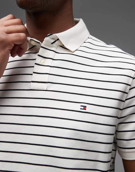 Tommy Hilfiger - 1985 - Gestreept poloshirt in crème en zwart, 5 van 5