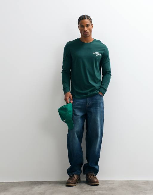 Tommy Hilfiger 1985 graphic logo long sleeve t-shirt in dark green, 2 of 5