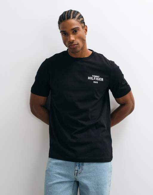Tommy Hilfiger 1985 graphic logo t-shirt in black, 3 of 5