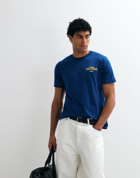 Tommy Hilfiger 1985 graphic logo t-shirt in blue - view 1