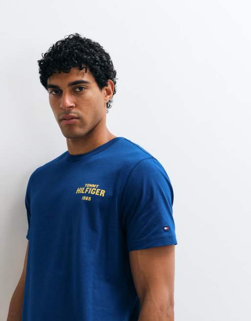 Tommy Hilfiger 1985 graphic logo t-shirt in blue, 3 of 5