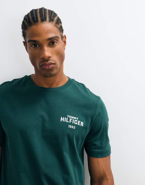 Tommy Hilfiger 1985 graphic logo t-shirt in dark green - view 1