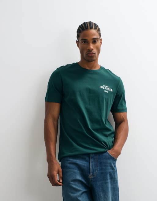 Tommy Hilfiger 1985 graphic logo t-shirt in dark green, 4 of 5