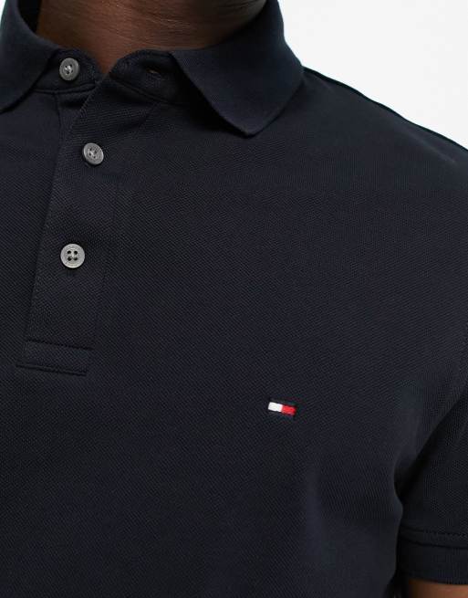 Tommy Hilfiger 1985 icon logo regular fit pique polo shirt in navy, 3 of 4