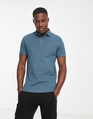 Tommy Hilfiger 1985 icon logo slim fit pique polo in blue - ASOS Price Checker