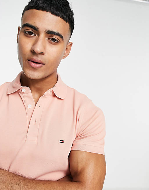 slim fit ASOS pique icon polo logo in | Hilfiger 1985 pink Tommy