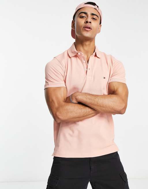 ASOS slim logo | Tommy fit Hilfiger icon in pink pique polo 1985