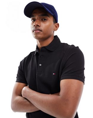 Tommy Hilfiger 1985 icon logo slim fit pique polo shirt in black - ASOS Price Checker