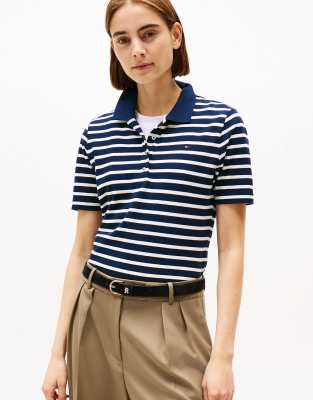 Tommy Hilfiger - 1985 - Mehrfarbiges Regular-Fit-Polohemd aus Pikee-Blau