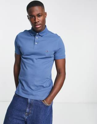Tommy Hilfiger 1985 flag logo slim fit polo shirt in blue - ASOS Price Checker