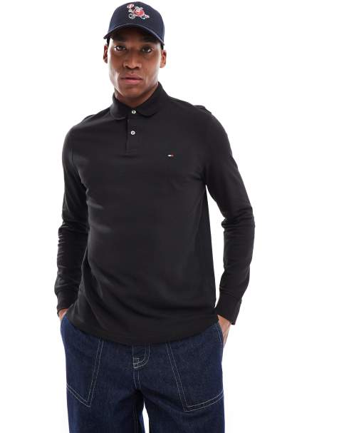 Tommy Hilfiger 1985 regular long sleeve polo shirt in black - view 1