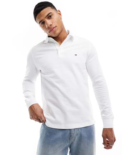 Tommy Hilfiger – 1985 – Schmal geschnittenes, langärmliges Poloshirt in Weiß - view 1