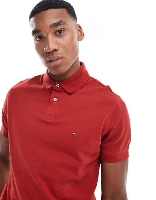 Tommy Hilfiger – 1985 – Schmal geschnittenes Polohemd in Dunkelrot