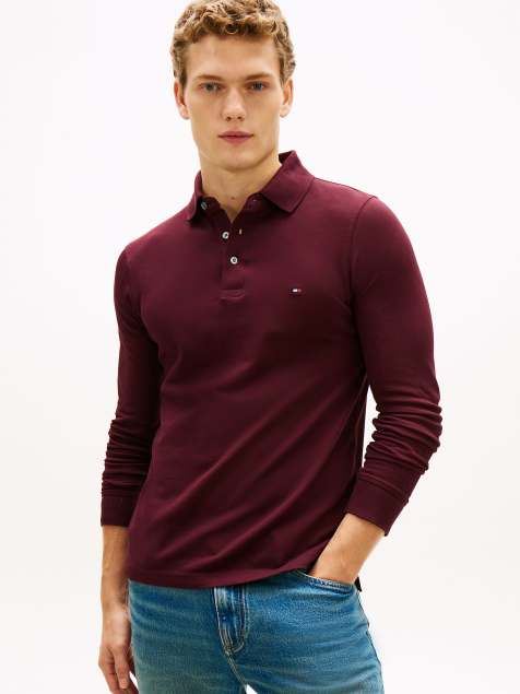 Tommy Hilfiger 1985 slim fit pique long sleeve polo shirt in red - view 1