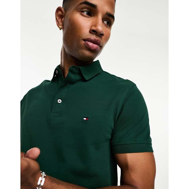 fit green slim Hilfiger top in | ASOS 1985 polo Tommy