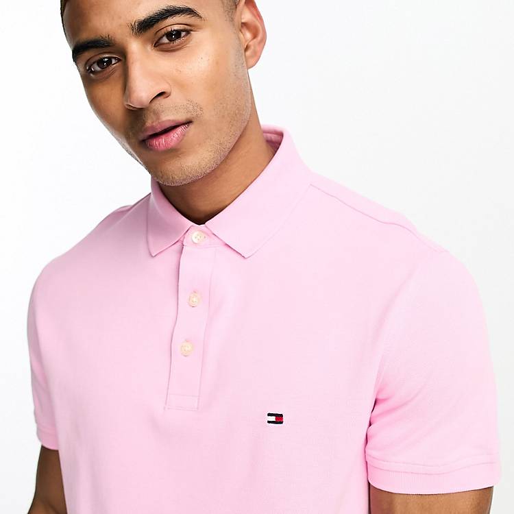 Tommy Hilfiger 1985 slim fit polo top in pink | ASOS