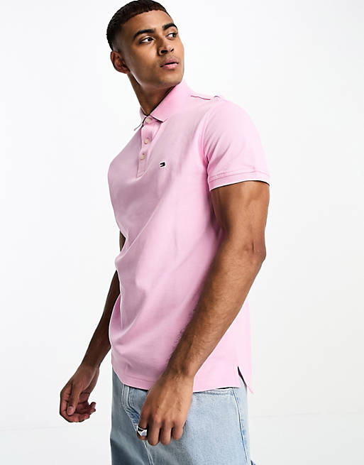 Tommy Hilfiger 1985 slim fit polo top in pink | ASOS