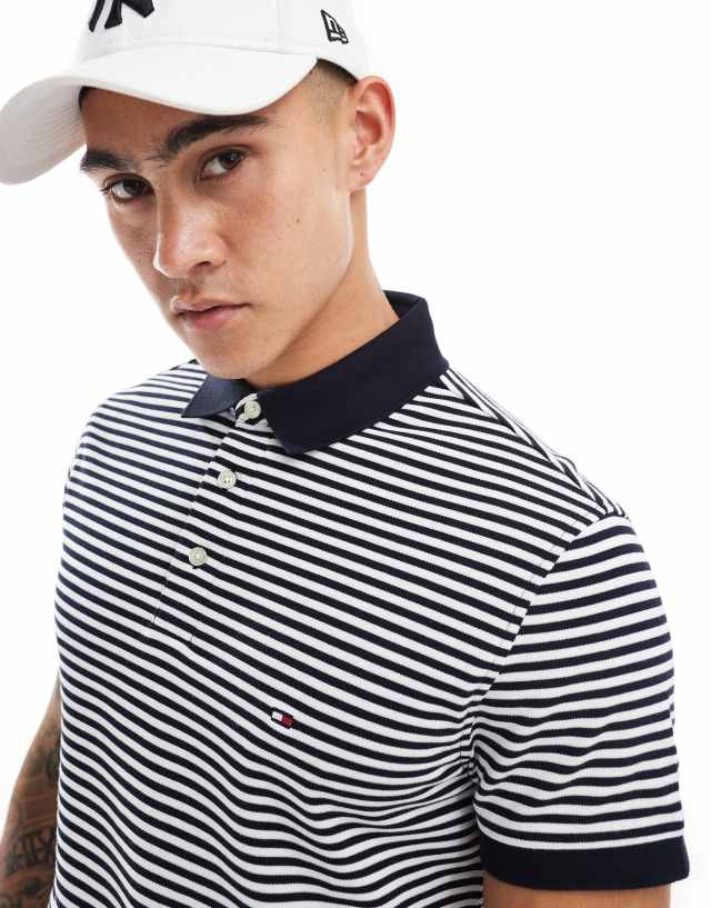 Tommy Hilfiger - 1985 slim polo shirt in navy and white stripe