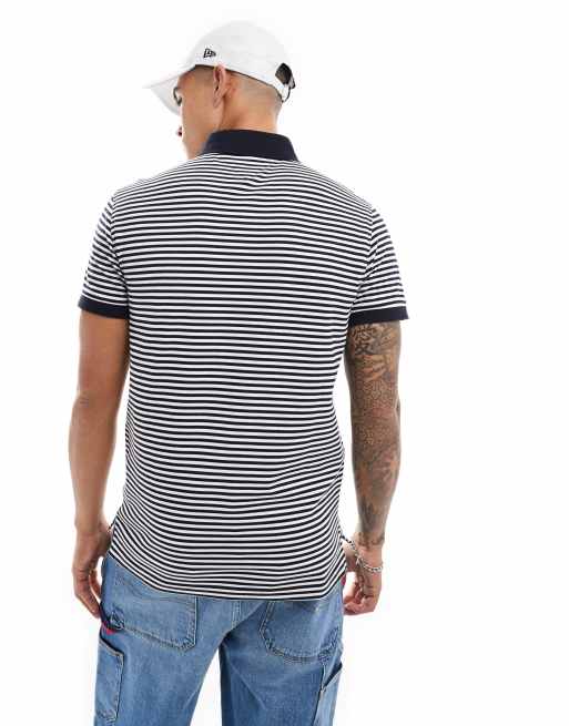 Tommy Hilfiger 1985 slim polo shirt in navy and white stripe, 4 of 4