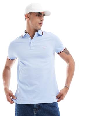 Tommy Hilfiger Tommy Hilfiger 1985 slim tipped polo shirt in baby blue