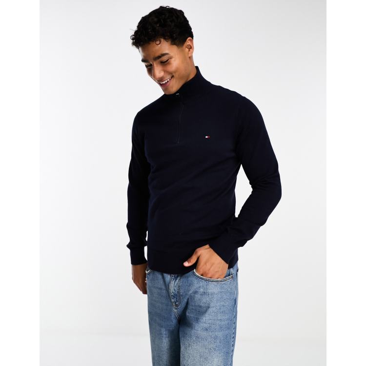 Tommy neck 1985 sky zip mock jumper ASOS in | Hilfiger desert