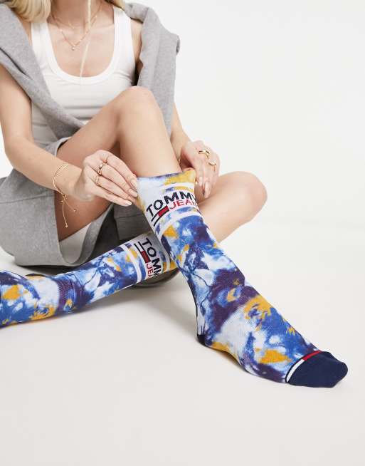 Tommy Hilfiger – 1er-Pack Socken mit Batikmuster in Anthrazit