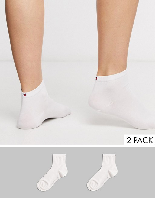 Tommy Hilfiger 2 pack casual short sock with logo in white